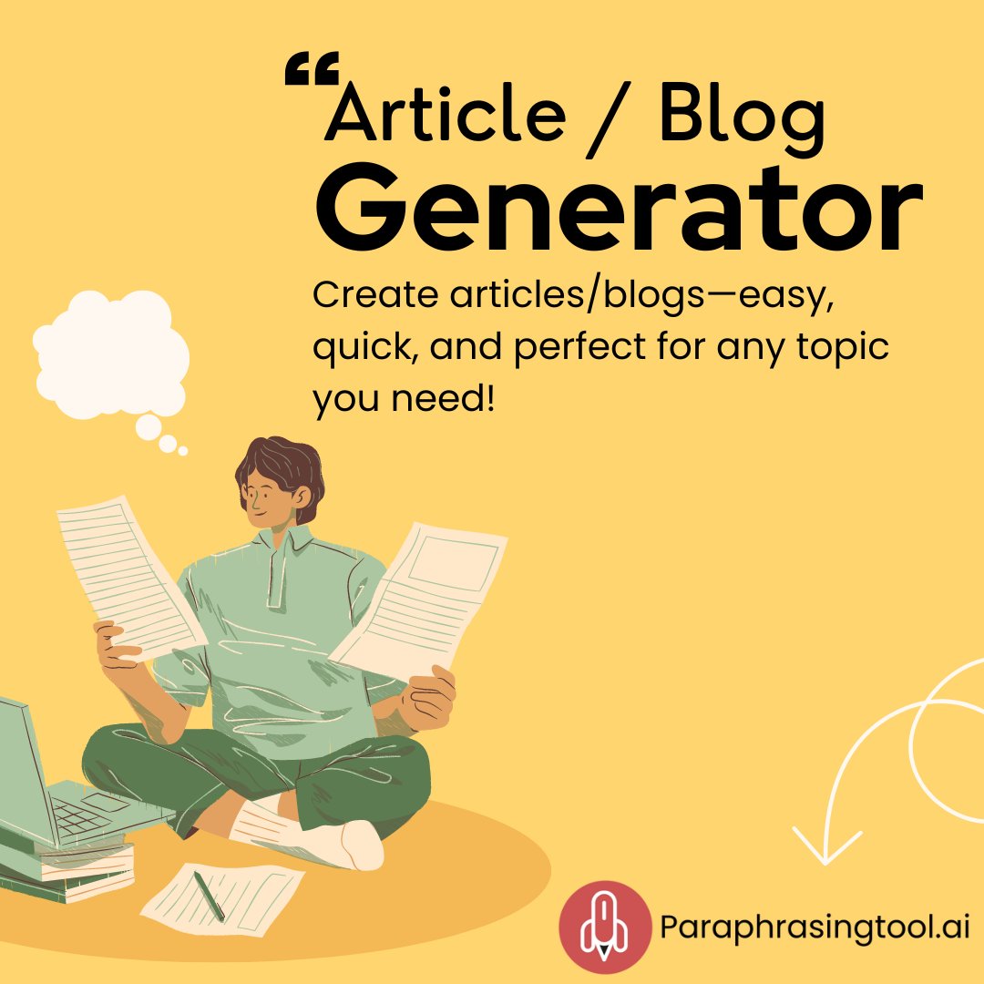 ParaphrasingAI's tweet image. Try our 𝐀𝐫𝐭𝐢𝐜𝐥𝐞/𝐁𝐥𝐨𝐠 𝐆𝐞𝐧𝐞𝐫𝐚𝐭𝐨𝐫! Don't know what to write? It creates cool articles and blogs for you.
𝐓𝐫𝐲 𝐍𝐨𝐰: paraphrasingtool.ai/ai-article-gen…
#ParaphrasingToolAI #AI #aitools #WriteEasy #BlogGenius #ContentCreator #IdeaToArticle #NoMoreBlocks #BlogMagic