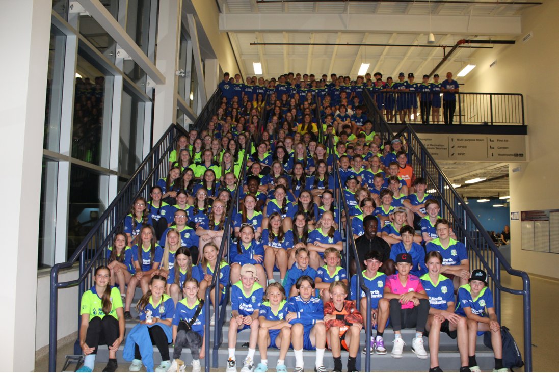 Thanks to all our Explosion players for coming out to last night's banquets. So many we had to take over the stairs at <a href="/townofparadise/">Town of Paradise</a> Double Ice Arena to get two pics! Lots of trophies, lots of pizza, and lots of smiles!