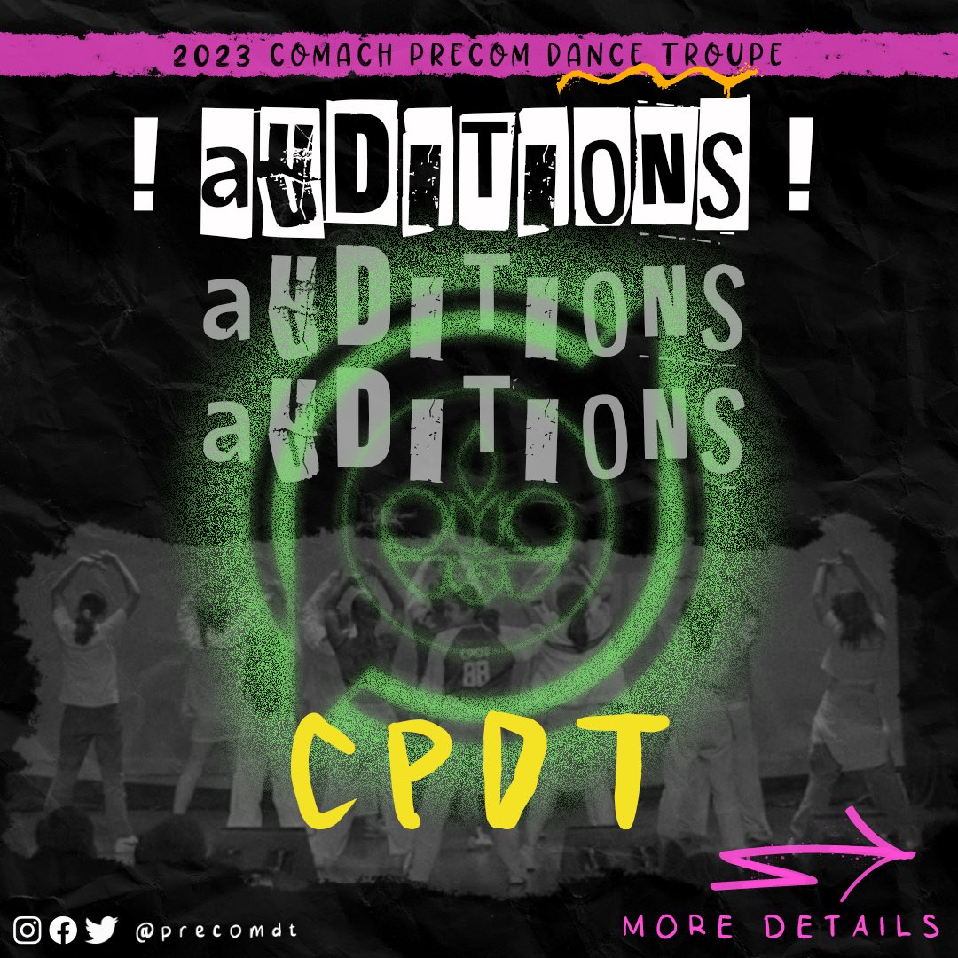 PrecomDT's tweet photo. Are you all set to rock your hearts out and dance to the rhythm? 🤘🏼🎸🎵❤️‍🔥

CPDT is back on the dance floor 🪩 to welcome new passionate dancers! 🕺🏻

Ready to become a part of our growing family? 👀

💥 AUDITION NOW! 💥

(1/3) https://t.co/RWQpEnsufh