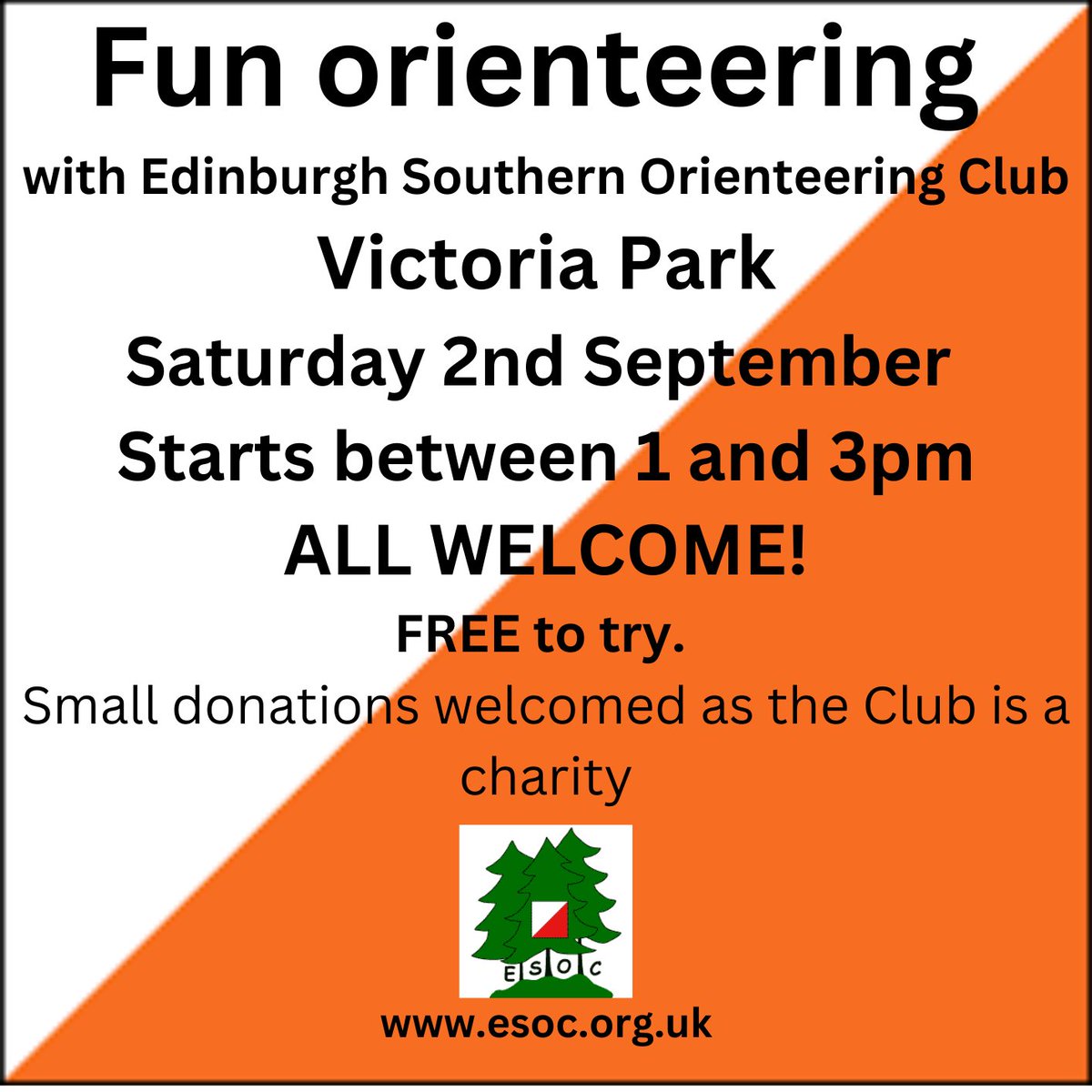 esocweb's tweet photo. FREE fun Pop-up orienteering activity in Victoria Park this Saturday. Turn up to start between 1 and 3pm. Come and try it!
@ActiveSchoolsED @holycrossrcps @TrinityPrimary @BroughtonPrima3 @LeithWalkPS @LorneSchool @Leith_Primary @VictoriaEdin Please RT and share. Thank you! https://t.co/SopxUV5ZvY