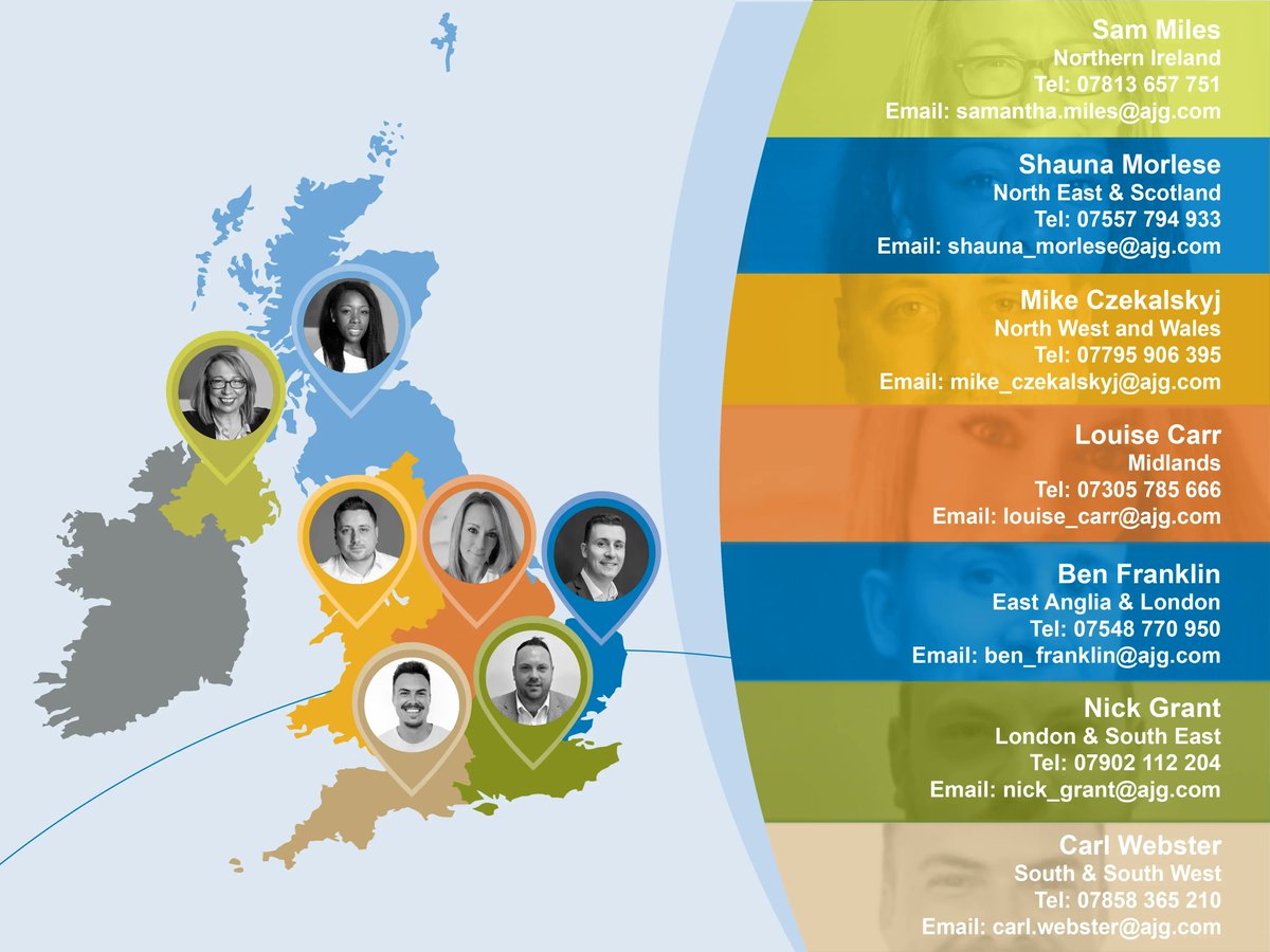 Our business development team work across the UK with our brokers.

Are you not sure who the best contact is for you to place your client's policies? 

Check out our map for the contact details of the BDM in your region