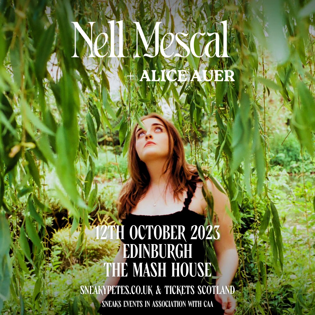 We are very excited to be bringing NELL MESCAL to The Mash House on 12 October. We are also delighted to have added ALICE AUER to the show. 

There are still some tickets left for this at sneakypetes.co.uk but be quick.