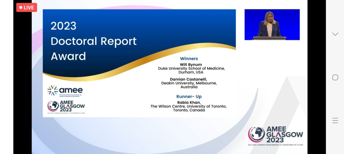 Komal A. (@drkomala) on Twitter photo Congratulations to all doctoral report award winners!! <a href="/WillBynumMD/">Will Bynum</a> amazing work!! #AMEE2023 <a href="/AMEE_community/">@AMEE_Community</a> Congratulations to all doctoral report award winners!! <a href="/WillBynumMD/">Will Bynum</a> amazing work!! #AMEE2023 <a href="/AMEE_community/">@AMEE_Community</a>