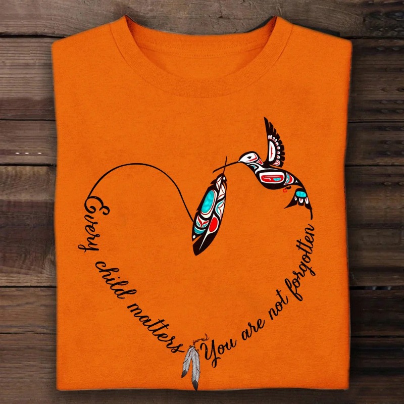 Gift4TheFamily's tweet photo. You Are Not Forgotten Every Child Matters Hoodie Feather Hummingbird Graphic Canada Clothing