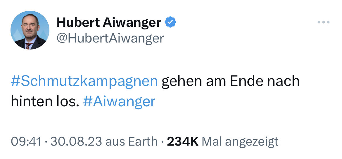 Wir sind entsetzt, dass #Aiwanger, unabhängig von der Frage der eigenen Beteiligung, weiterhin jede ernsthafte Auseinandersetzung über den Inhalt und die Wirkung des Flugblatts nicht zuletzt auf Shoa-Überlebende &amp; ihre Nachfahren vermeidet &amp; sich stattdessen als Opfer stilisiert.