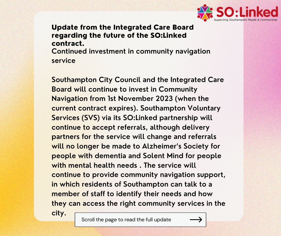 S0Linked's tweet image. Service Update 👇
@SouthamptonCit2 
#solinked #communityservice #Partnership #Southampton