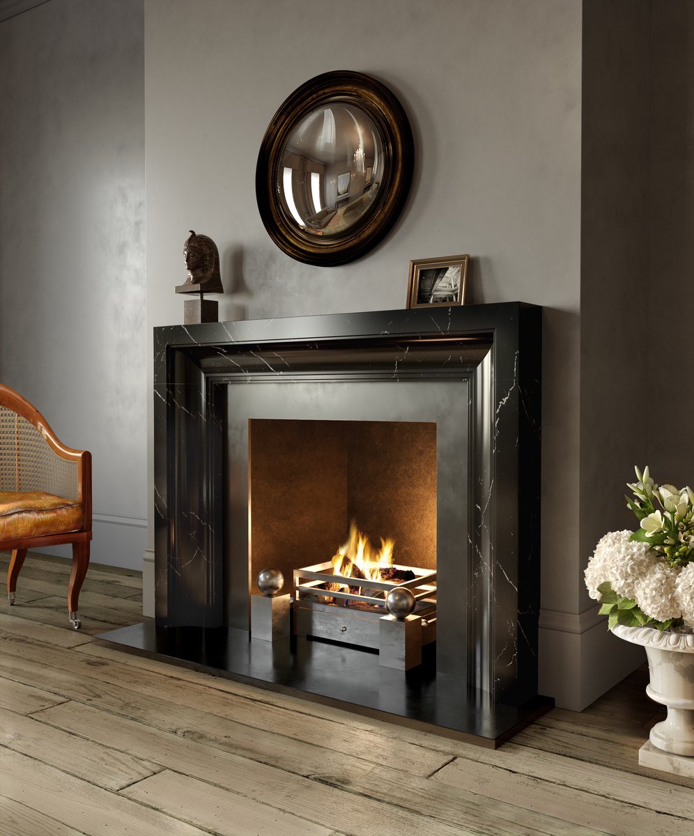 Our impressive Scarpa fireplace surround is worked from a solid block of marble. The design is simple in form and features inward-facing concave-shaped mouldings, which require precise masonry skills. An exceptional design equally at home in a period or contemporary interior.