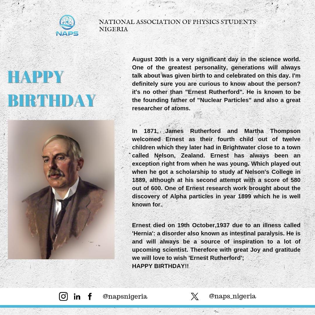 It's #birthdayanniversary to the Father of Nuclear Physics! 💥🌠
His contributions to our understanding of the atom, radioactivity, and the structure of the nucleus have paved the way for many scientific advances.

What else do you know about Ernest Rutherford? Drop your comment