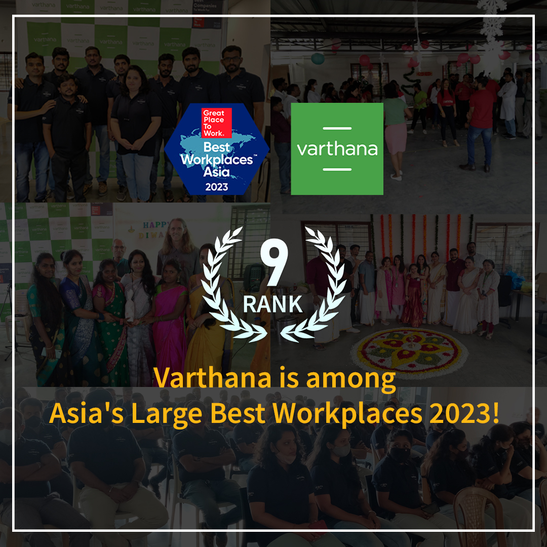 We are overjoyed to share that Varthana has been ranked 9th among Asia's Large Best Workplaces for 2023! 

A Big Thank You to all our employees for making this possible!

#BestWorkplacesAsia #AsiasLargeBestWorkplaces #BestWorkplaces #GPTW4ALL #BestPlacetoWork #GreatPlacetoWork