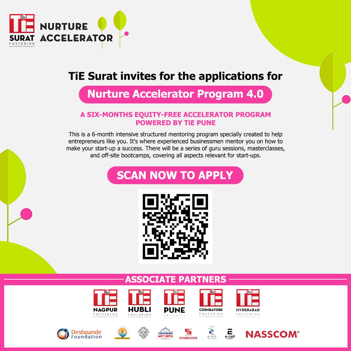 TiE_Surat's tweet photo. TiE Surat is inviting applications for the #NurtureAccelerator 4.0.🌷

This is a 6-month intensive structured mentoring program specially created to help entrepreneurs like you.

Scan the QR CODE to apply.

#TiENurture #Surat #TiESurat #TiE #TiEPune https://t.co/R5lZbHylTn