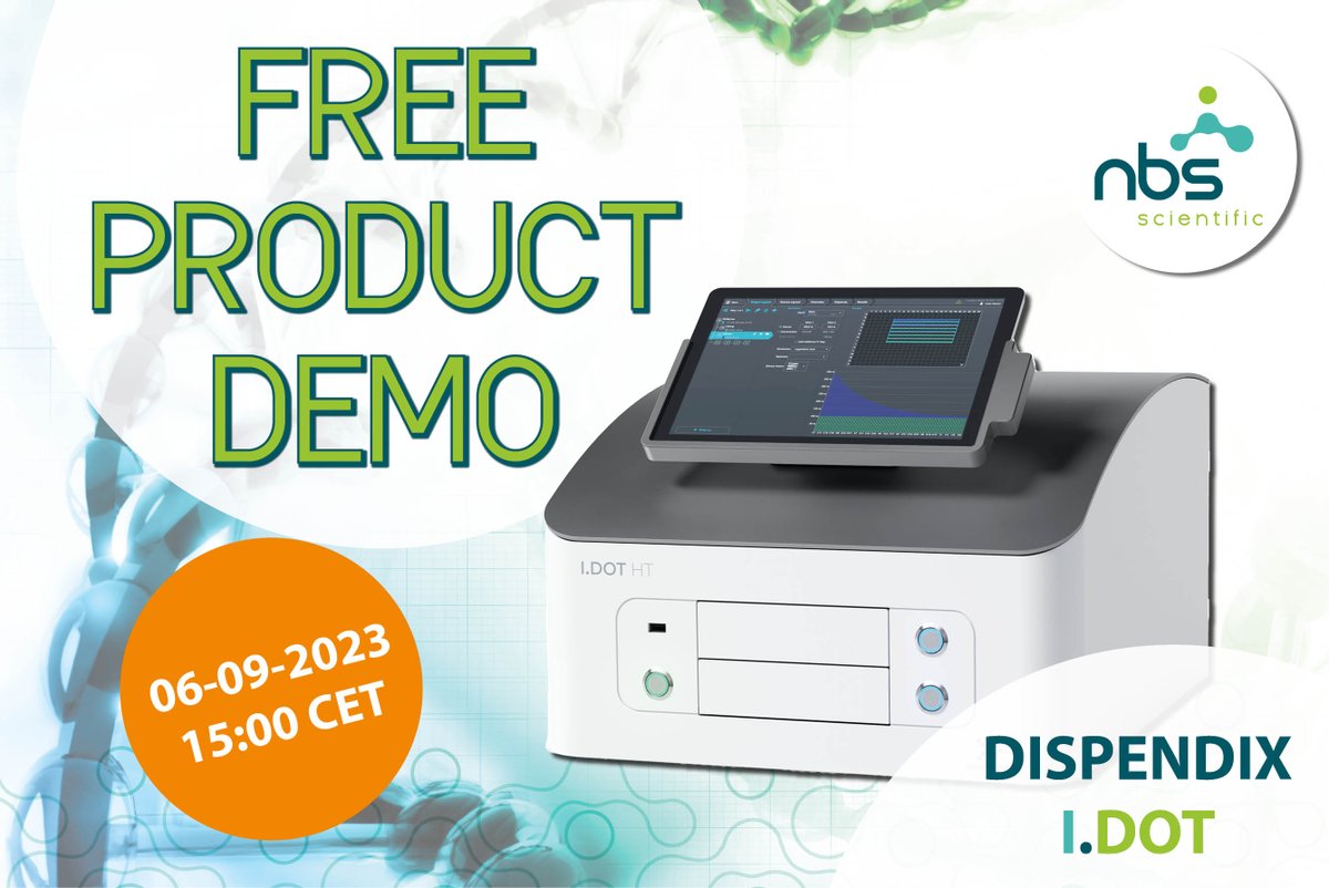 On September 6 at 15:00 CET we will host a Live Demo of the I.DOT nanoliter liquid handler.
Are you curious about modern non-contact liquid handling, which revolutionizes the work of researchers? Register for the free via the link below!
nbsscientific.nl/en/online-live…