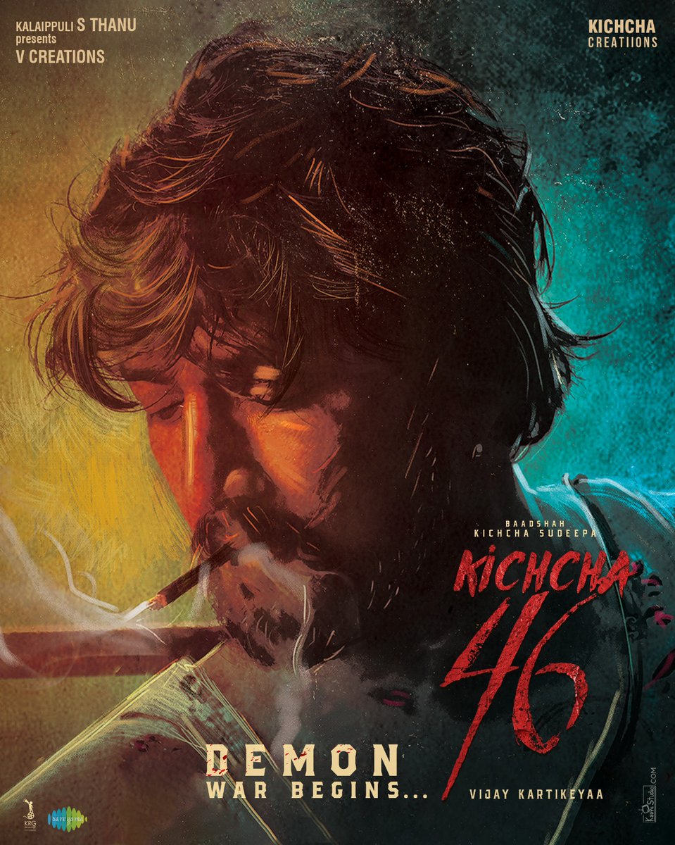 Kalaippuli S Thanu (@thevcreations) on Twitter photo Absolutely thrilled to unveil the title launch teaser of our film #K46 as a birthday tribute to our Baadshah <a href="/KicchaSudeep/">Kichcha Sudeepa</a>. The day you've eagerly been waiting for is almost here. Stay tuned for more updates.
#Kichcha46 <a href="/Kichchacreatiin/">Kichcha Creatiions</a> <a href="/saregamasouth/">Saregama South</a> <a href="/TSrirammt/">Sriram.m.t</a> <a href="/shivakumarart/">shivakumar</a> Absolutely thrilled to unveil the title launch teaser of our film #K46 as a birthday tribute to our Baadshah <a href="/KicchaSudeep/">Kichcha Sudeepa</a>. The day you've eagerly been waiting for is almost here. Stay tuned for more updates.
#Kichcha46 <a href="/Kichchacreatiin/">Kichcha Creatiions</a> <a href="/saregamasouth/">Saregama South</a> <a href="/TSrirammt/">Sriram.m.t</a> <a href="/shivakumarart/">shivakumar</a>