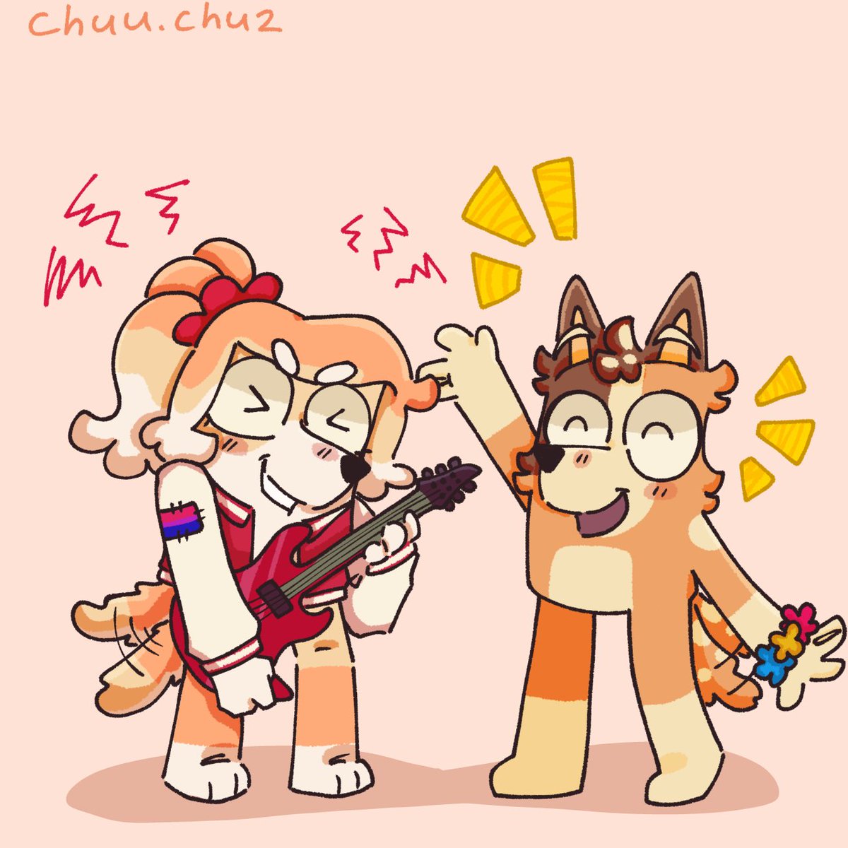fr1skfan's tweet photo. yea ik I posted this already but idc
It's always "Bandit was in a band" but never "Chilli/Frisky was in a band" and I'm here to change that. What would their garage band name be #Bluey #blueyfanart #blueyart https://t.co/fIpZEFZpe9