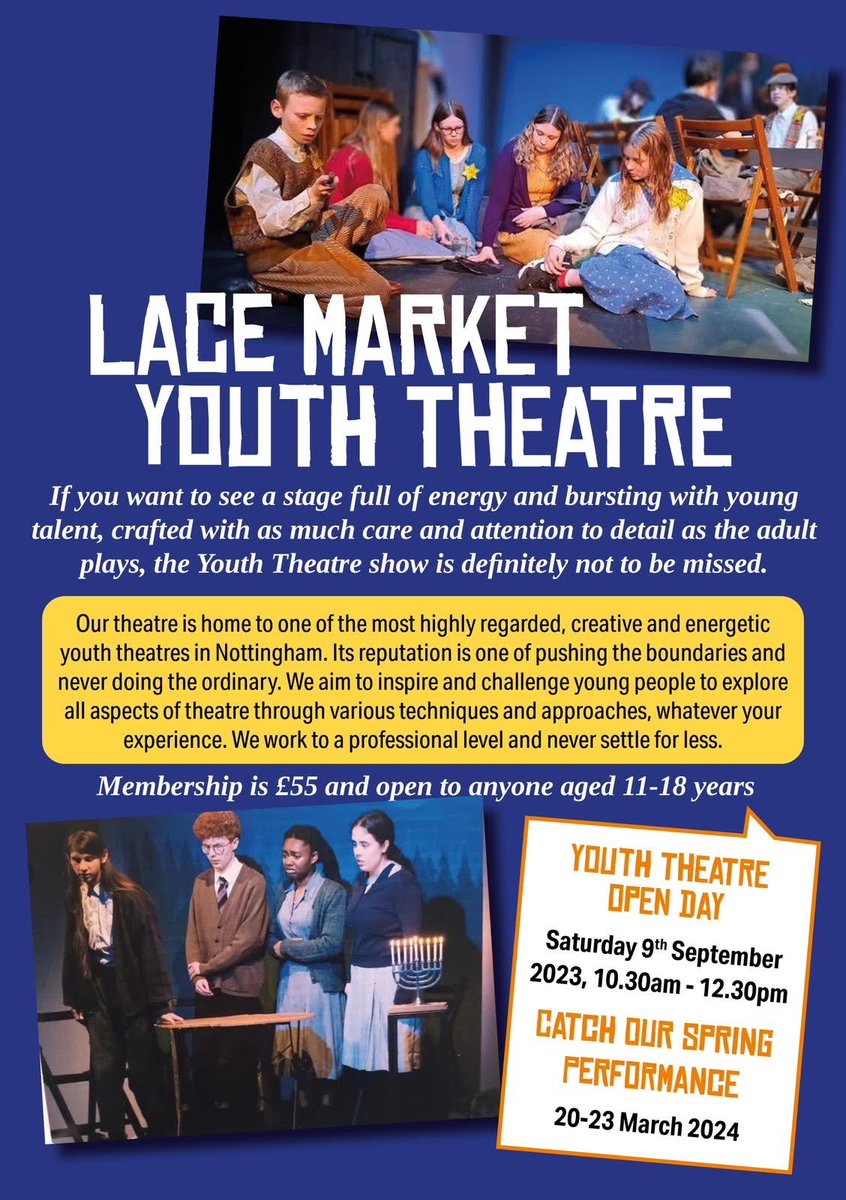 Are you (or someone you know) aged 11-18 and interested in the stage?

Our #youththeatre is the ideal place to explore the amazing world of #theatre in a safe, supportive and inclusive environment.

Why not come along to the open day on 9 September? All welcome!