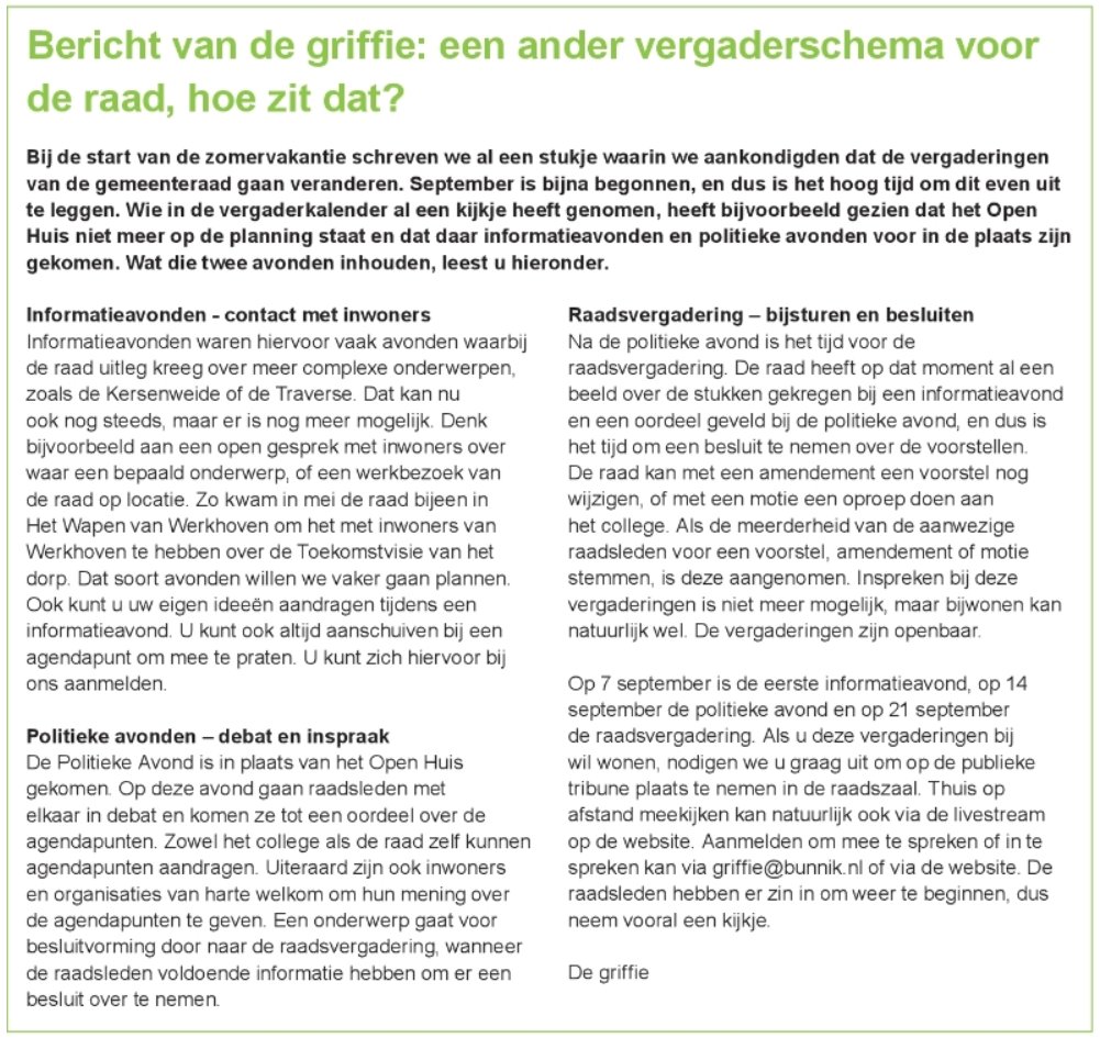 Vandaag op de gemeentepagina: Kom eens langs bij de gemeenteraad van Bunnik! #lokalepolitiek #nieuwvergadermodel