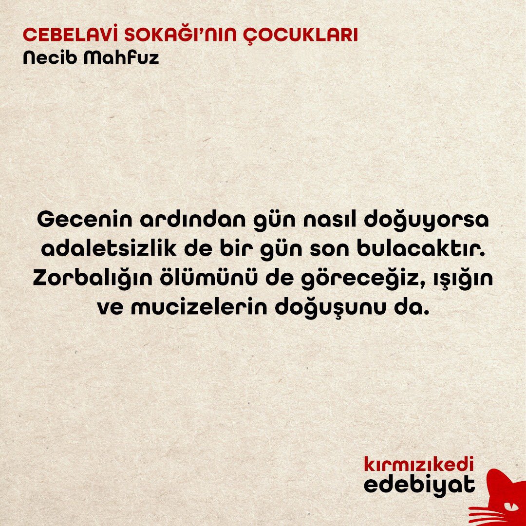 Nobel Edebiyat Ödüllü yazar Necib Mahfuz, 30 Ağustos 2006’da aramızdan ayrıldı. Sevgi ve özlemle anıyoruz… 

🔎kirmizikediyayinevi.com
#kırmızıkediedebiyat #NecibMahfuz