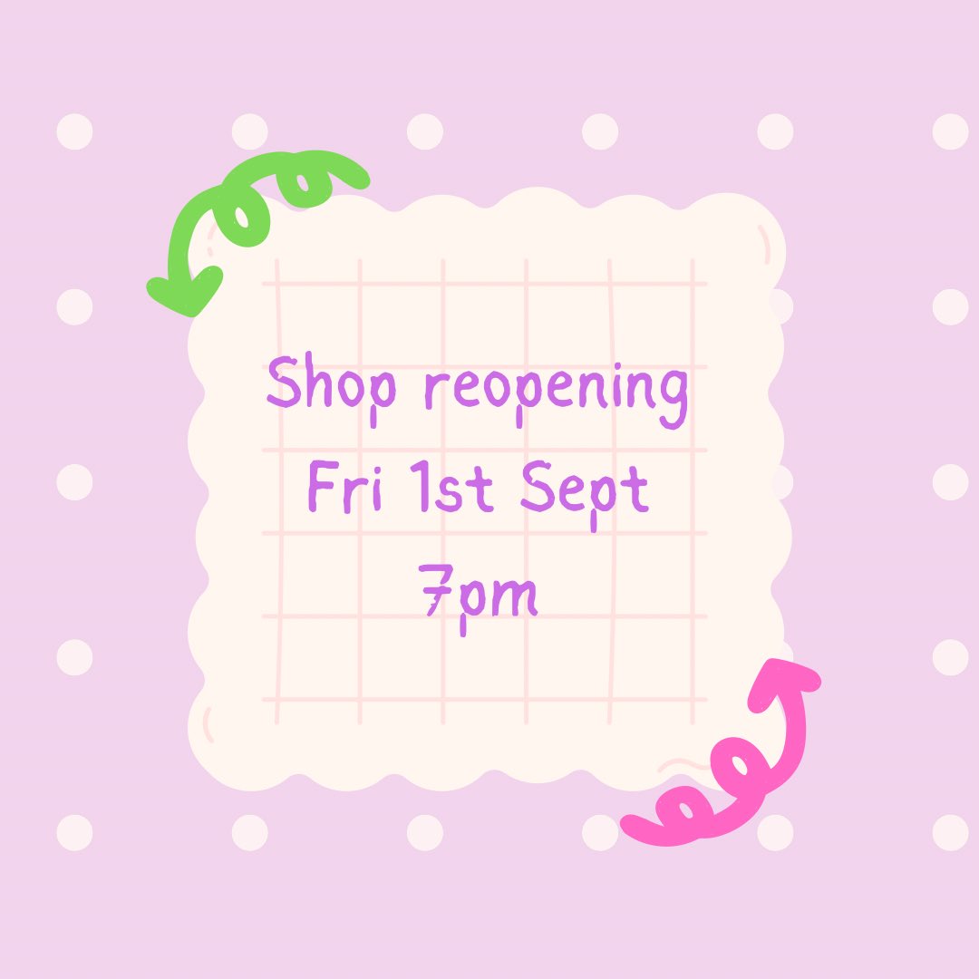 promisestickers's tweet photo. Hello loves!! 
My shop will be reopening on FRIDAY 1st SEPTEMBERat 7pm!!!! 

My shop openings are going to be a little different from now on, here’s how:
🩷 Shops will only be open for short periods of time instead of 24/7 https://t.co/mNFXldvwsm