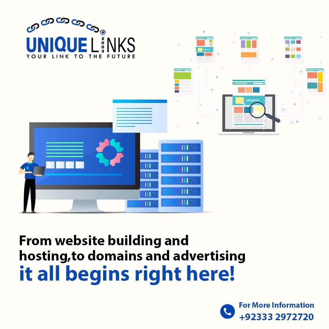 From website building and hosting to domains and advertising
It all begins right here!
Contact Us At:
unique-links.com
.
.
#uniquelinks #uniquelinkswebhosting #WednesdayMotivation #wednesdaythought  #BuildHostAdvertise #OneStopWebStart #AllInOneOnline #WebBeginnings