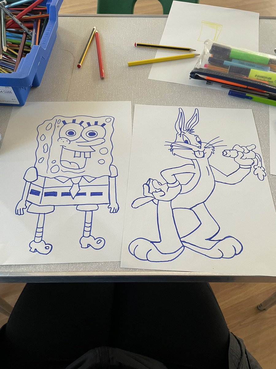 Honing the little artistic talent I have drawing cartoon characters for kids on camp! 🏕✍️