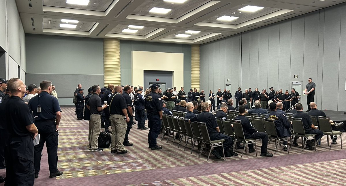 Our Urban Search & Rescue Teams in Orlando getting a briefing before deployment. Those guys and gals are from all over - Miami, Orlando, Virginia, Pennsylvania. The best of the best. God bless them. #IDALIAhurricane