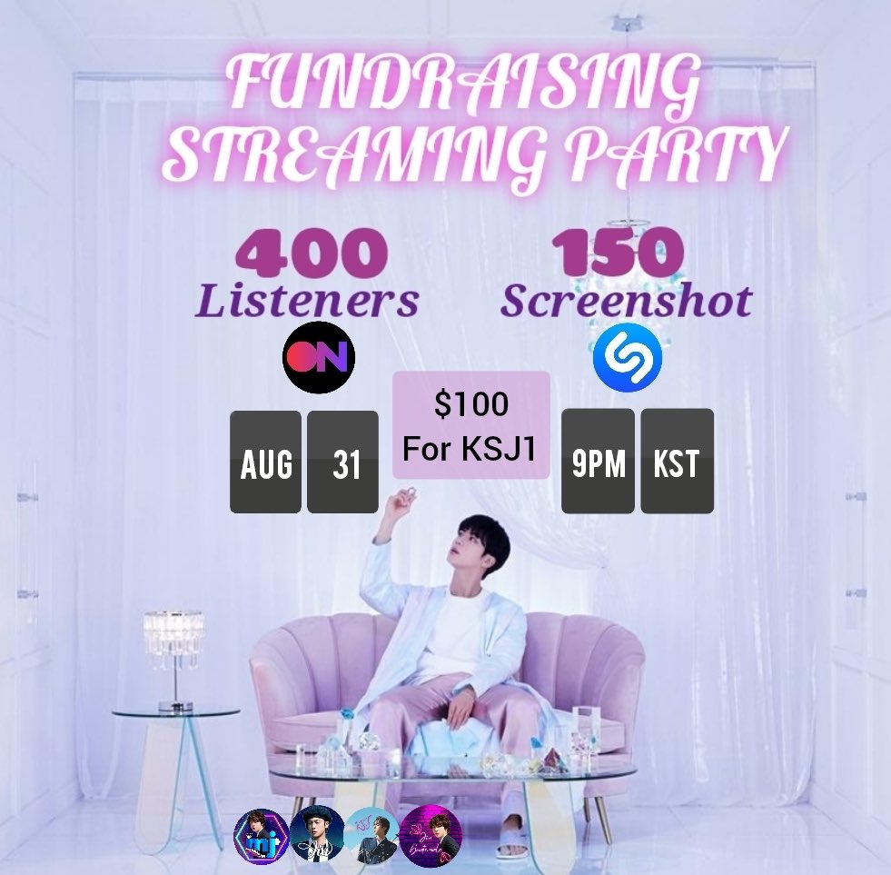 [ FUNDRAISING STREAMING PARTY ] Upcoming schedule on @STATIONHEAD with @MadnaeJin1204 @SeokjinGlobal @KSJAUSTWT & @JinGuatemala at August 31, 9 PM KST‼️ Prepare your Spotify Premium/Apple Music accounts to help reach the goal 🤺 #TheAstronaut #JIN #방탄소년단진 @BTS_twt