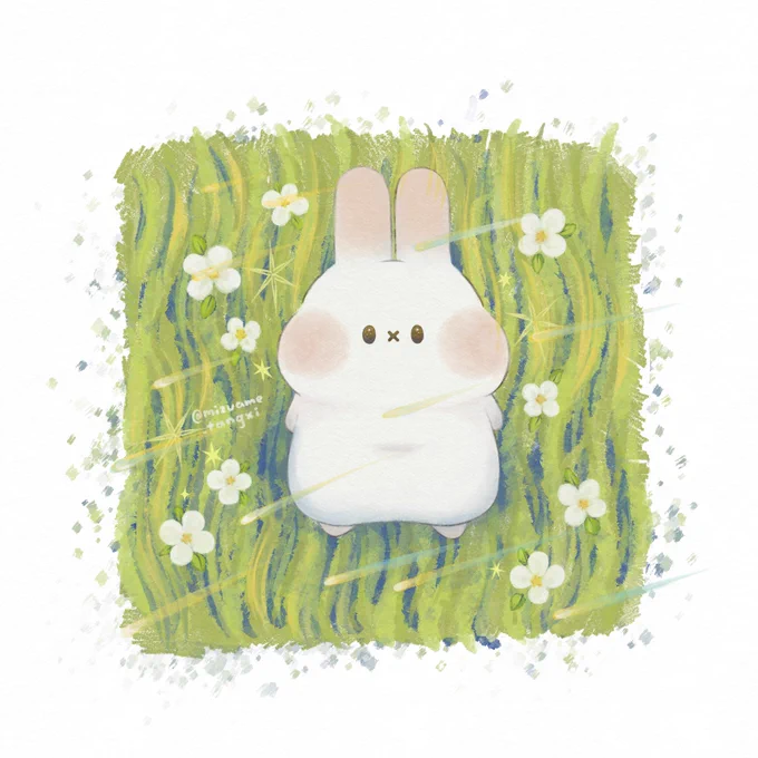 8月のぷみ (○・×・○)#ぷみうさぎ#すぴょんず #イラスト 