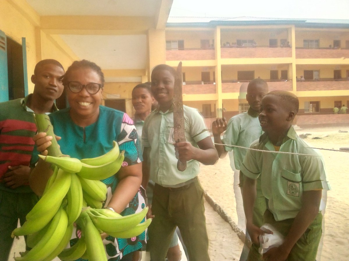 NduensoE97713's tweet image. Harvesting of Plantain in the Eco garden of Aguda senior Grammar School. See how excited the students are.
#Ecoschoolsng project
#FABE international foundation
#Organic farming
#Environmental sustainability