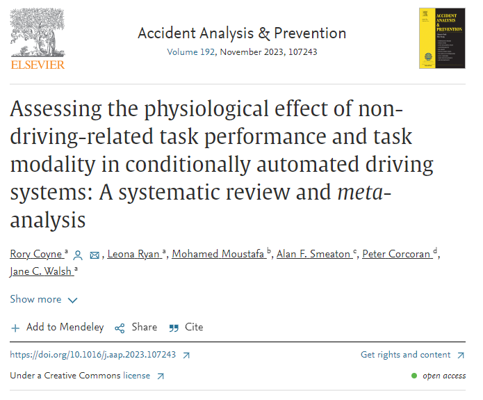 Rory Coyne (@roryc0yne) on Twitter photo The first study from my PhD is now published #OpenAccess with <a href="/Transport_ELS/">Elsevier Transport</a>!
We were interested in the effect that non-driving-related tasks have on drivers' physiological responses during conditionally automated driving.
What did we find? 🧵
Link: authors.elsevier.com/sd/article/S00… The first study from my PhD is now published #OpenAccess with <a href="/Transport_ELS/">Elsevier Transport</a>!
We were interested in the effect that non-driving-related tasks have on drivers' physiological responses during conditionally automated driving.
What did we find? 🧵
Link: authors.elsevier.com/sd/article/S00…