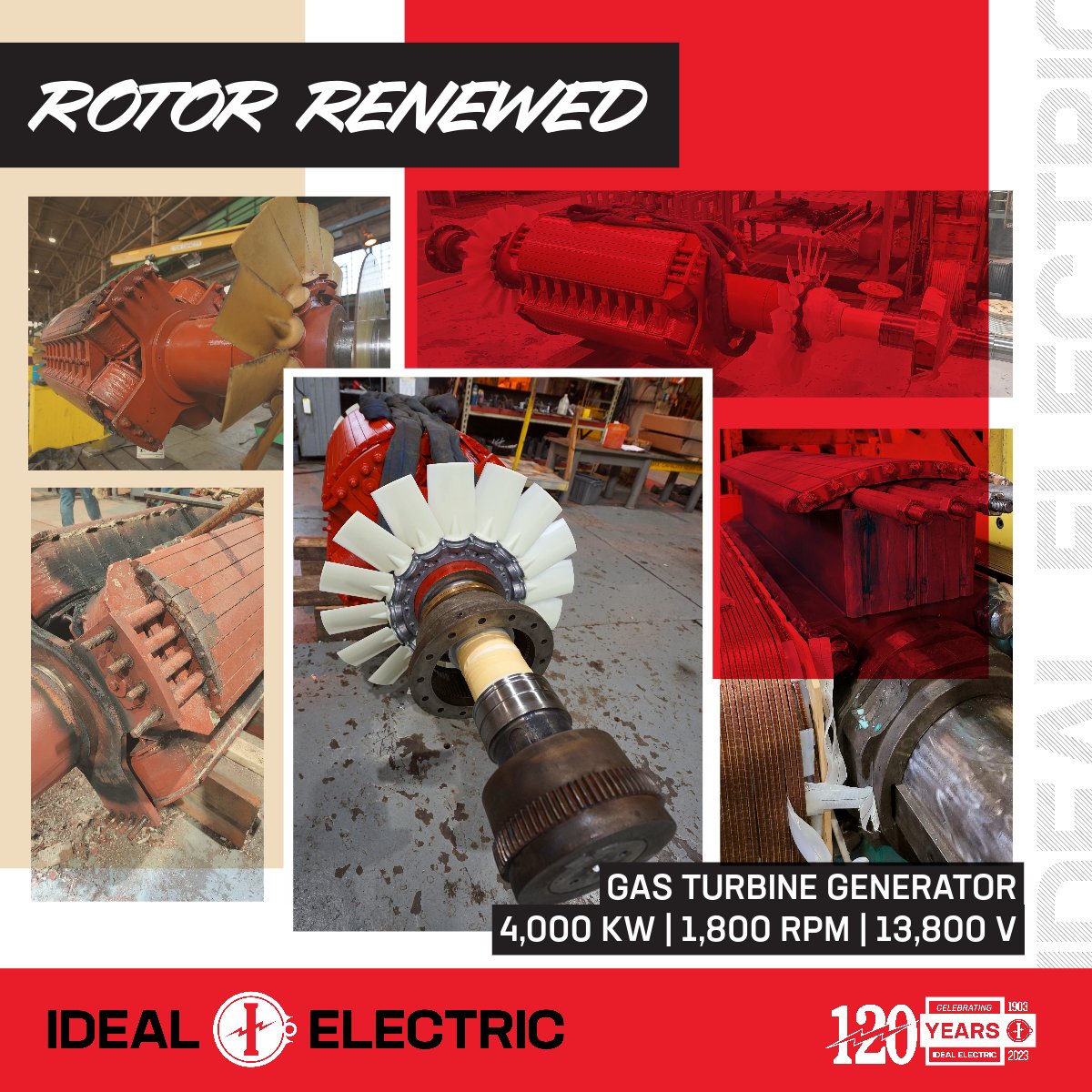 idealelectricco's tweet image. After 33 years in service in Guatemala, we are thrilled to share this re-manufactured 4-pole synchronous rotor! To guarantee quality, the fully rebuilt rotor underwent thorough testing and received an IDEAL Standard Paint treatment.

#GenuineIDEAL  #ElectricGenerator #EASA