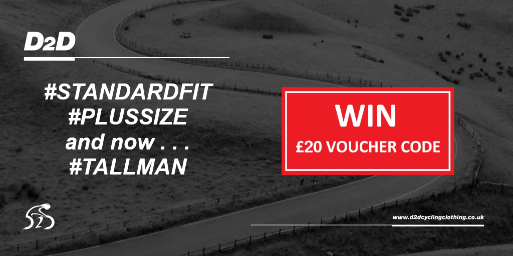 The #winner of the #competition for a £20 voucher to spend on the website is @DeniseCop1. Please contact us through the website in the next 24hrs to claim your prize. Apologies for the delay with the draw, technical issues! Thanks all for entering. d2dcyclingclothing.co.uk