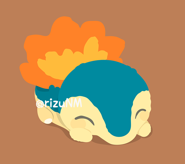 cyndaquil no humans closed eyes solo pokemon (creature) brown background simple background on stomach  illustration images