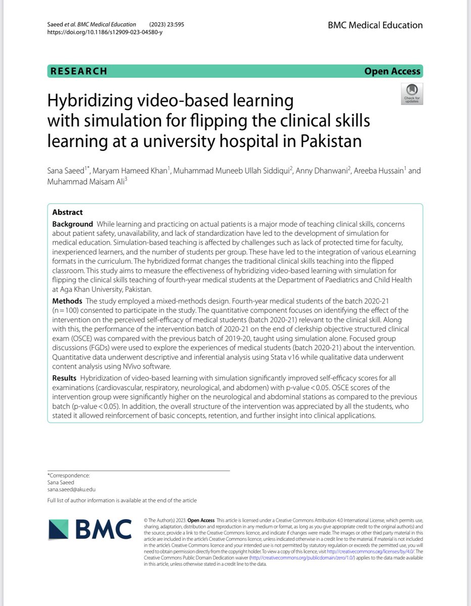 Join me in congratulating #akuded faculty @drSanaSaaed representing #AKUGLOBAL at #AMEE2023 presenting her work based on Peyton’s framework and for her two publications coming out this week in BMC Medical Education.
