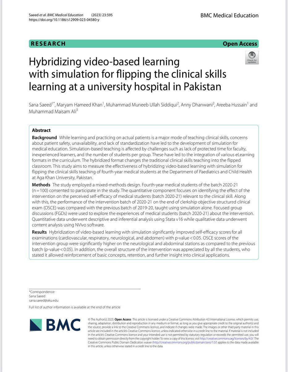 DrNaveedYousuf's tweet photo. Join me in congratulating #akuded faculty @drSanaSaaed representing #AKUGLOBAL at #AMEE2023 presenting her work based on Peyton’s framework and for her two publications coming out this week in BMC Medical Education. https://t.co/xEXLTV5Zob