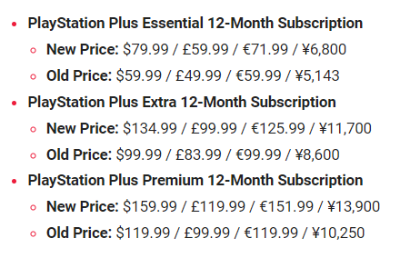 PlayStation Plus price increase for 12-month plans coming in