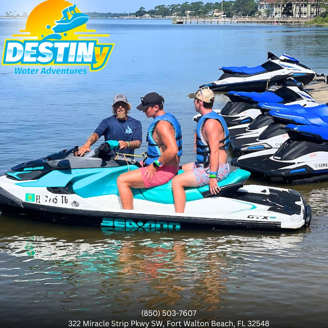 🌊🌞 Soak up the sun, ride the waves, and rest assured – our jet ski rentals come with top-notch safety measures. 🏄‍♂️🚤 #SafeAdventures #DestinyWaterAdventures Save your spots now! ⬇️

☎️ (850) 503-7607
#Crabisland #DestinFl #BoatRentals #JetskiRentals #Destin #JetskiFun