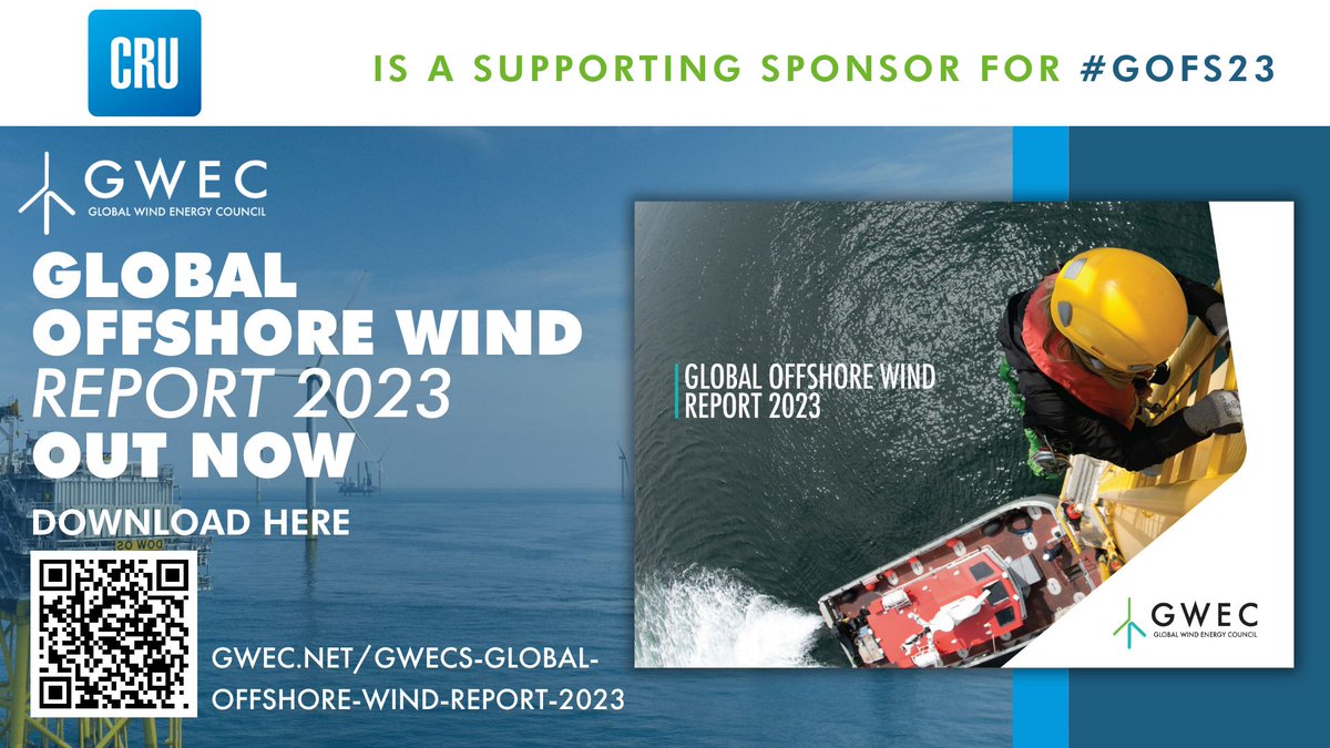 CRUGROUP's tweet photo. 🌏#OUTNOW… The #GOFS23 report!

We at CRU are delighted to support this year’s release as a supporting sponsor. @GWECGlobalWind's vital report sets out how the world can convert #climateambition into #climateaction.

💻Download now: https://t.co/F3x7nGrh7d https://t.co/FRkHDHI0h4