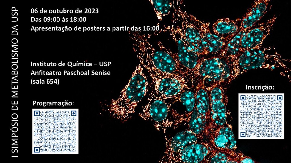 𝐒𝐢𝐦𝐩ó𝐬𝐢𝐨 𝐞𝐦 𝐌𝐞𝐭𝐚𝐛𝐨𝐥𝐢𝐬𝐦𝐨 𝐝𝐢𝐚 𝟔 𝐝𝐞 𝐨𝐮𝐭𝐮𝐛𝐫𝐨. 
Já com mais de 90 inscritos!  Garanta sua vaga, e traga seu poster para discutir. Vai ser incrível!  

Inscrição gratuita: docs.google.com/forms/d/e/1FAI… 
Programação: drive.google.com/file/d/1bJWxWN…