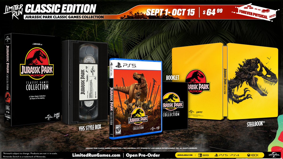 LimitedRunGames's tweet image. Classic Jurassic Park games, reborn!

Pre-orders for the physical editions of the Jurassic Park Classic Games Collection launch Friday next week! This collection of retro titles comes back to life with the science of the Carbon Engine on September 1st!