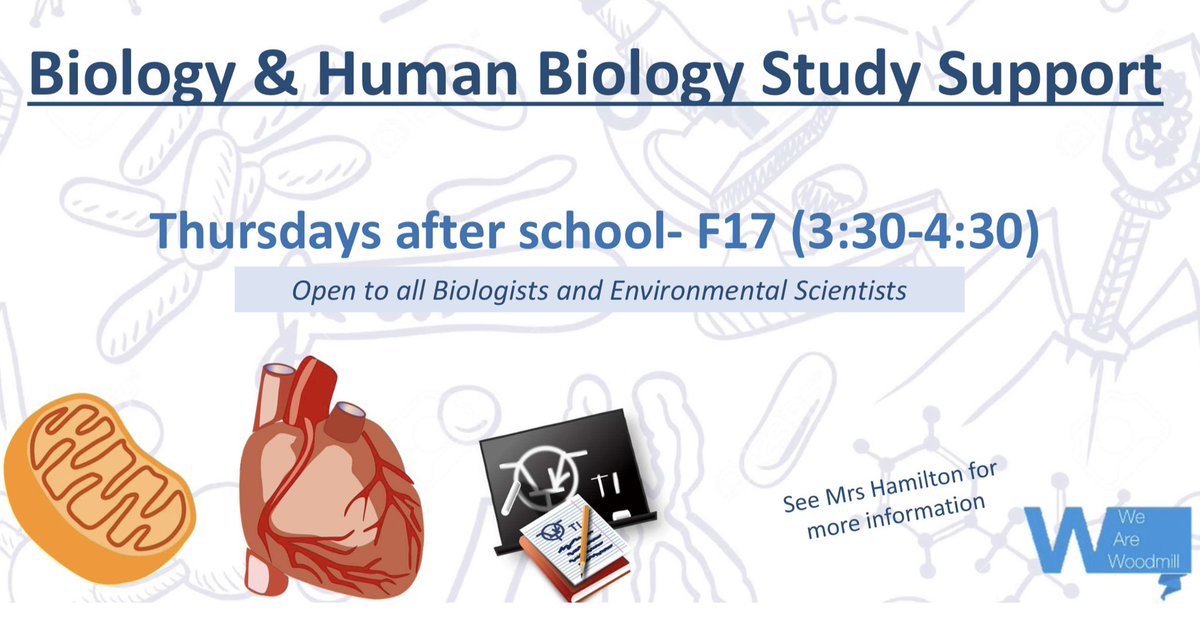 Biology study support starts again this Thursday after school in F17. Bring along any homework exercises, questions or areas for targeted revision #welearn #wesucceed