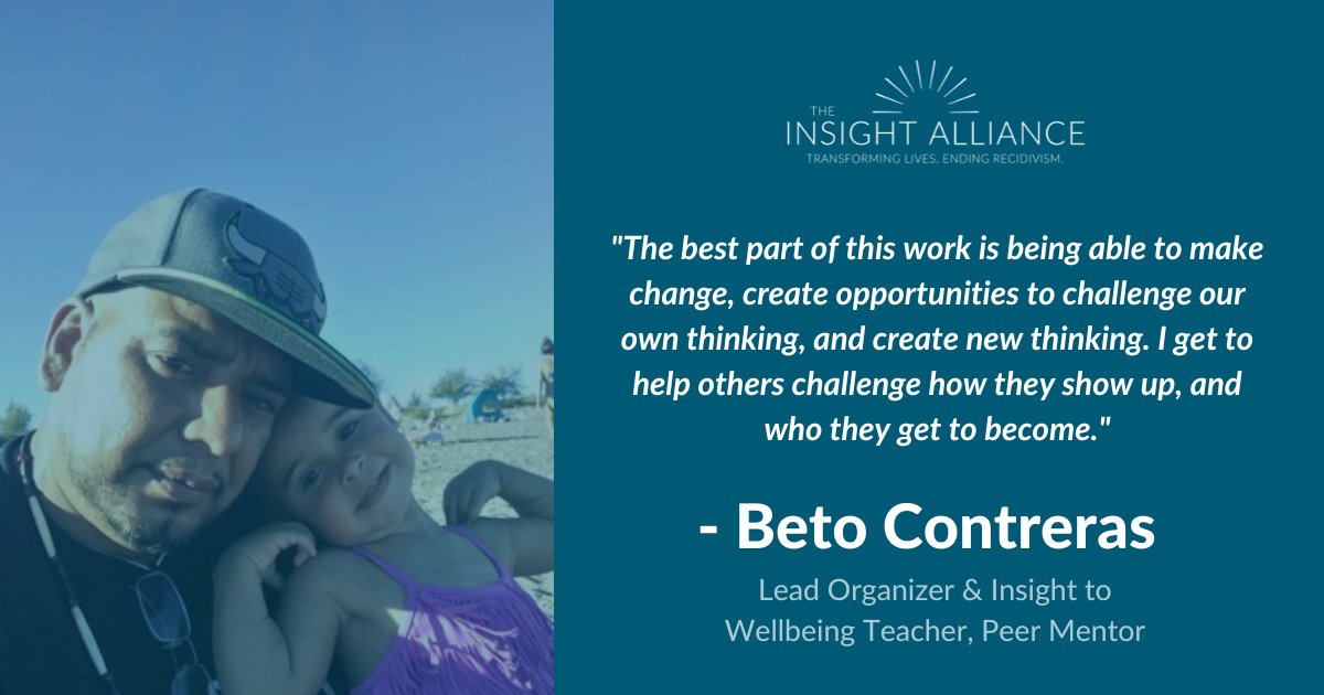 This month, we are excited to highlight Beto, one of our wonderful Insight to Wellbeing Teachers and Mentors! 

When he's not at work, you might find him visiting the coast or playing softball! 🌊⚾

#TheInsightAlliance #TransformingLives #EndingRecidivism