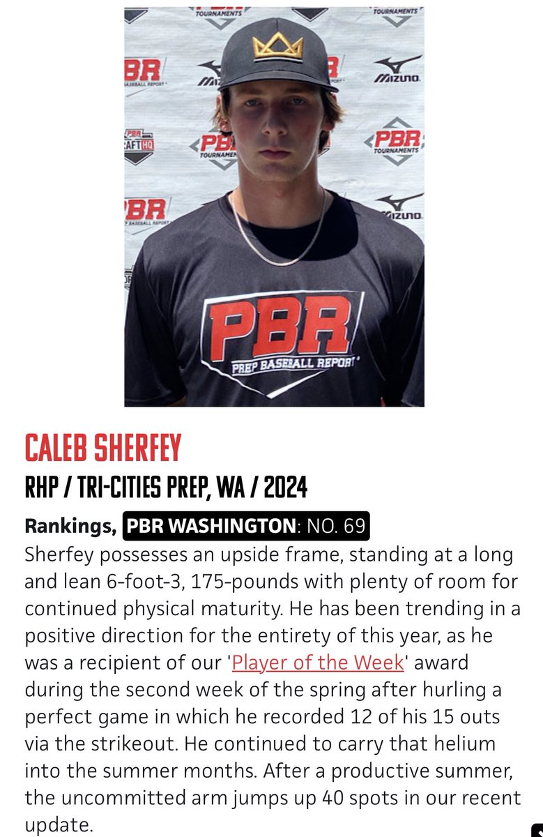 Thanks for the shoutout @PBR_Washington. RHP Washington top 20.
<a href="/BUncommitted/">Baseball_Uncommitted</a> <a href="/FlatgroundApp/">FLATGROUND Pitching</a> <a href="/PNW_Uncommitted/">PNW Baseball Uncommitted</a>