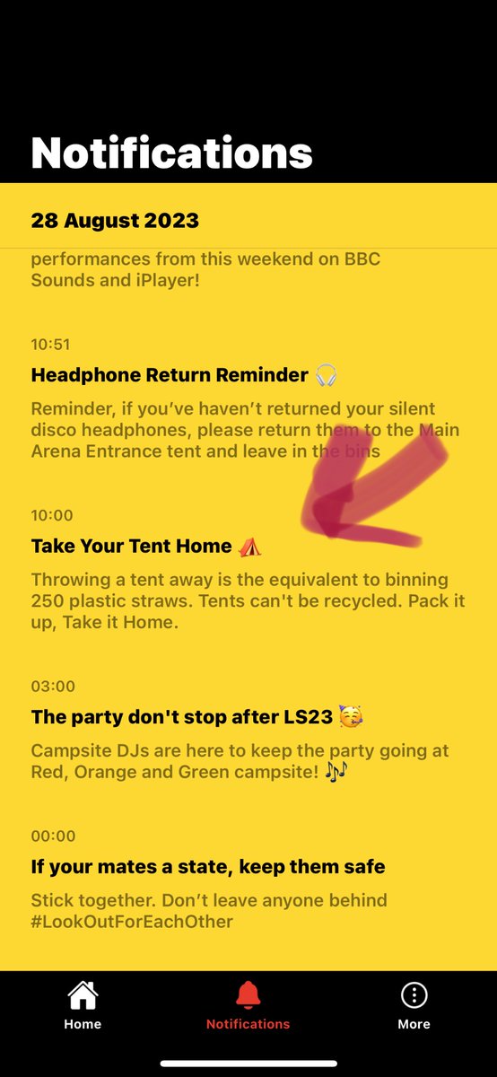 GodwinP02's tweet photo. @dave43law @GBNEWS Leeds and reading festivals didn’t, this is a screen shot from festival app, I was at Leeds fest Sunday, never seen so much rubbish. Great event though 😊 https://t.co/vHUgmRha7p