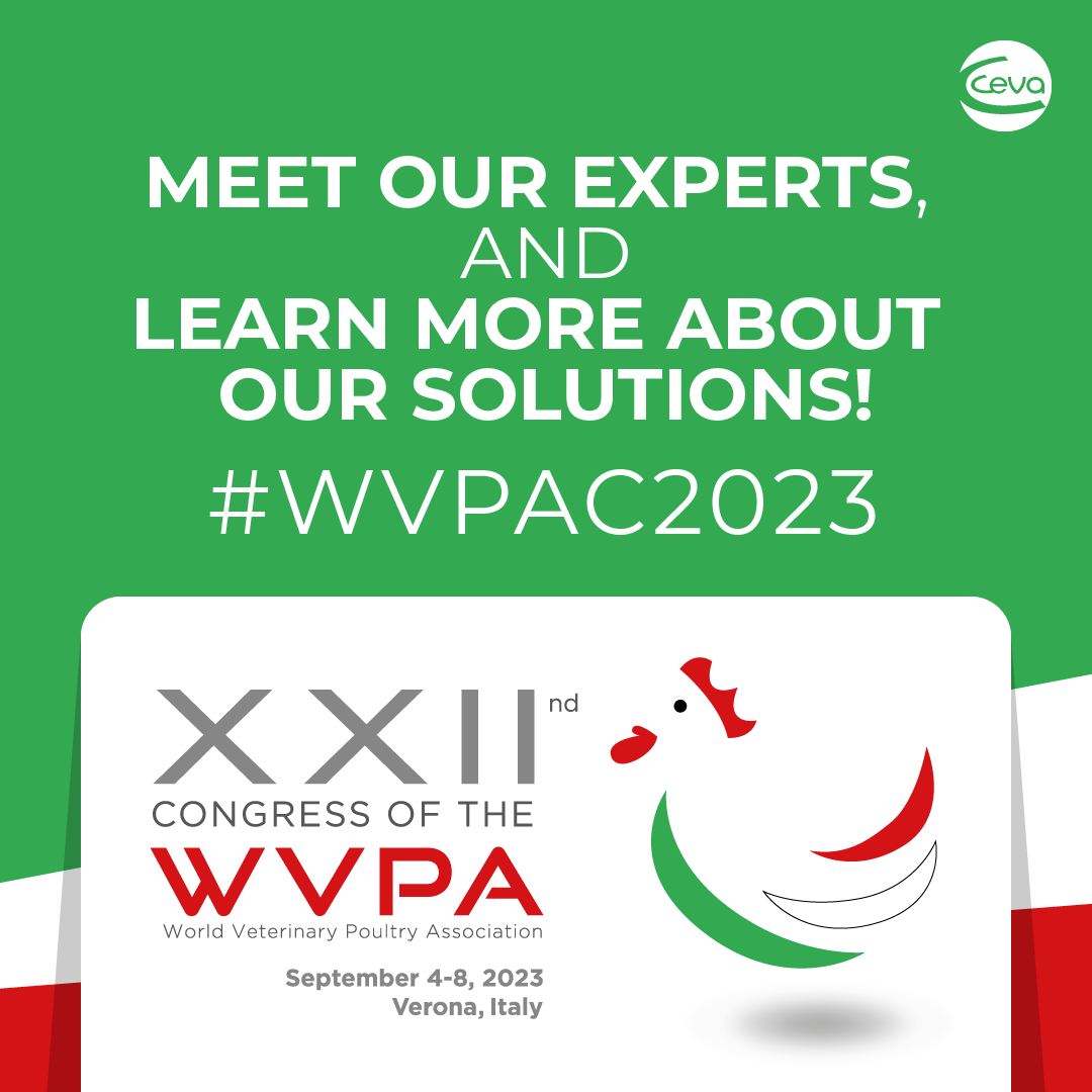 🐔 [#WVPAC2023 - September 4-8, Verona, Italy]
🙌 As a long-time partner of the WVPA Association, we are proud to present more than 50 scientific posters, and 7 oral presentations during the event thanks to our #R&amp;D and poultry expert teams. 
👥 Visit us at Booth number 2️⃣7️⃣!