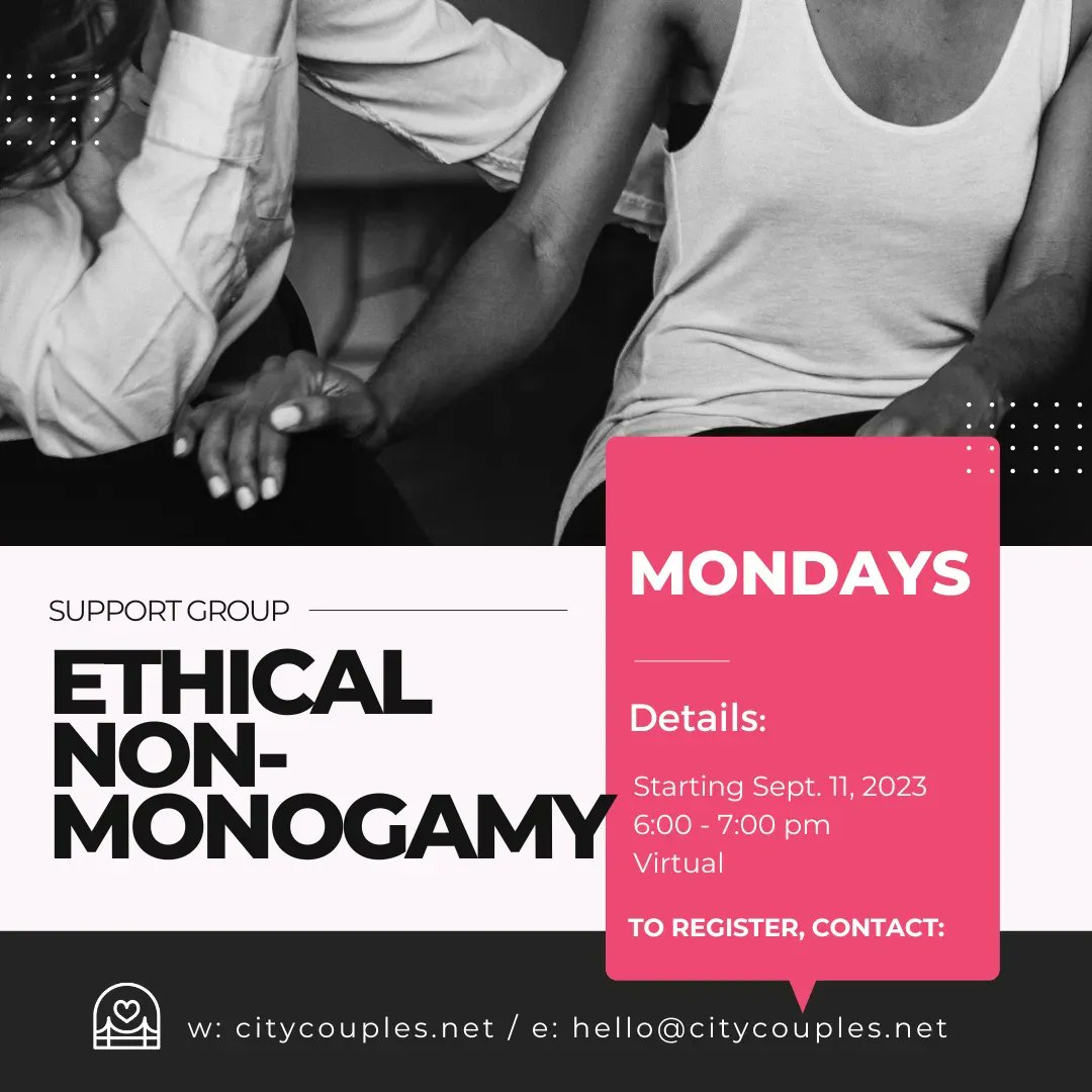 A safe space for peer support and community building for folks who are practicing, or who are curious about practicing, ethical non-monogamy, polyamory, and/or non-normative relationships. NY and FL. Register: buff.ly/3R1c3hU #enm #relationships #support #nyc #florida