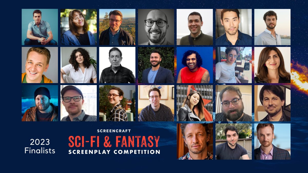 screencrafting's tweet photo. Congrats to the Finalists of the 2023 ScreenCraft Sci-Fi &amp; Fantasy Screenwriting Competition! 

@ryancfilm @Joseph_Greco @davidzeltser @JeffBowerLA @michaeljrichter @sunnykarnan @angela3vino @Mapgar1986 @erisqian @CIBerger @_aaronmedwards

View the list:
https://t.co/muKA1DDywx https://t.co/IuGtC1Hnwh
