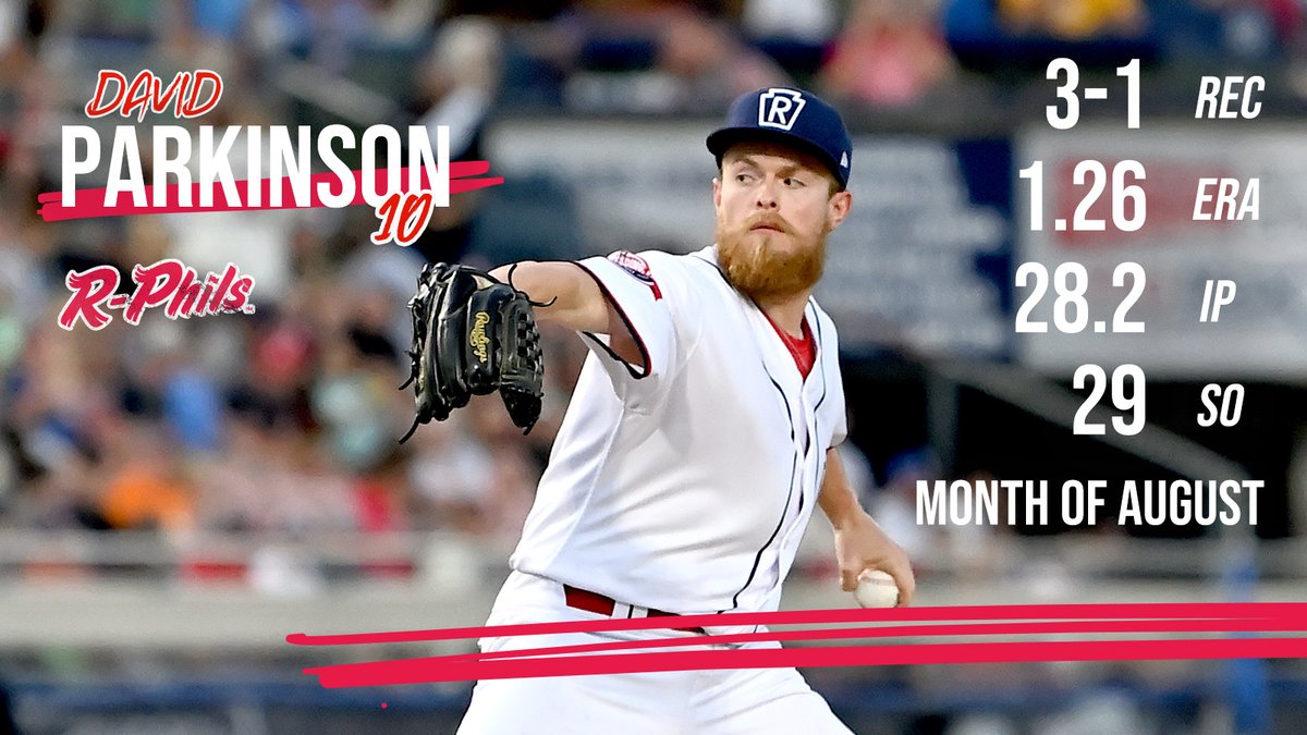 ReadingFightins's tweet image. What a month for David Parkinson.

He ranks amongst the Eastern League leaders in ERA, wins and innings pitched!