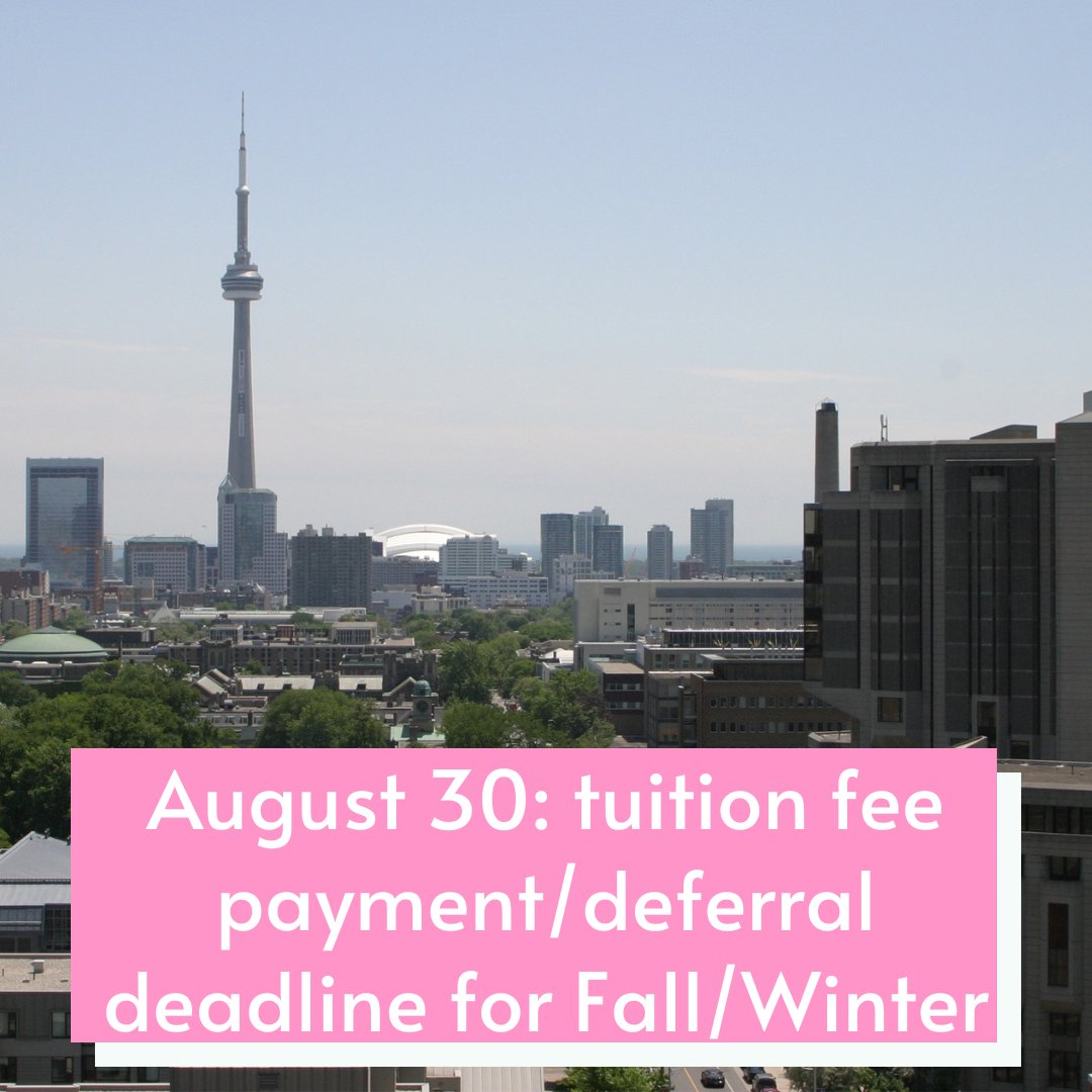 August 30 is the tuition fee payment/deferral deadline for the Fall/Winter session. Learn more here: artsci.utoronto.ca/faculty-regist… #uoft #artsci #woodsworth #fees #tuition #payment #deadline #deferral #acorn #studentaccounts