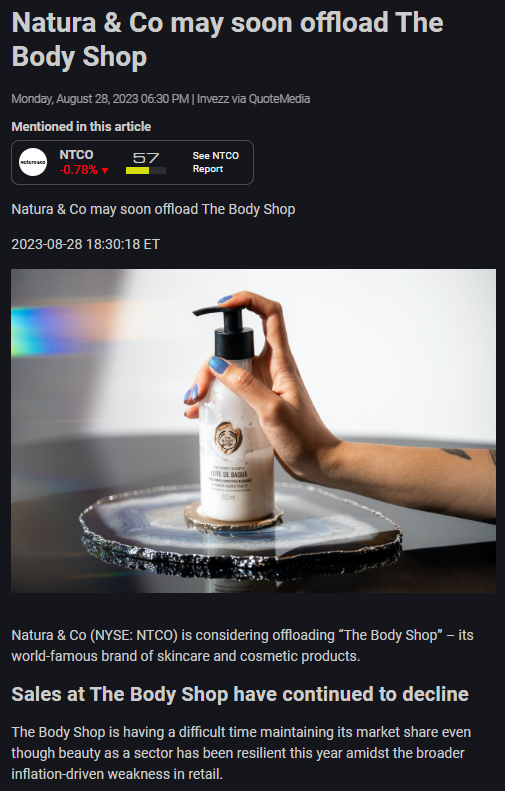 ripx4nutmeg's tweet photo. The Body Shop, which embraced transgender activism in 2020 when it told JK Rowling to educate herself on "trans rights" after she took issue with women being called “people who menstruate”, has experienced "several quarters in a row" of declining sales and may now be sold off https://t.co/ssN00fcfR9