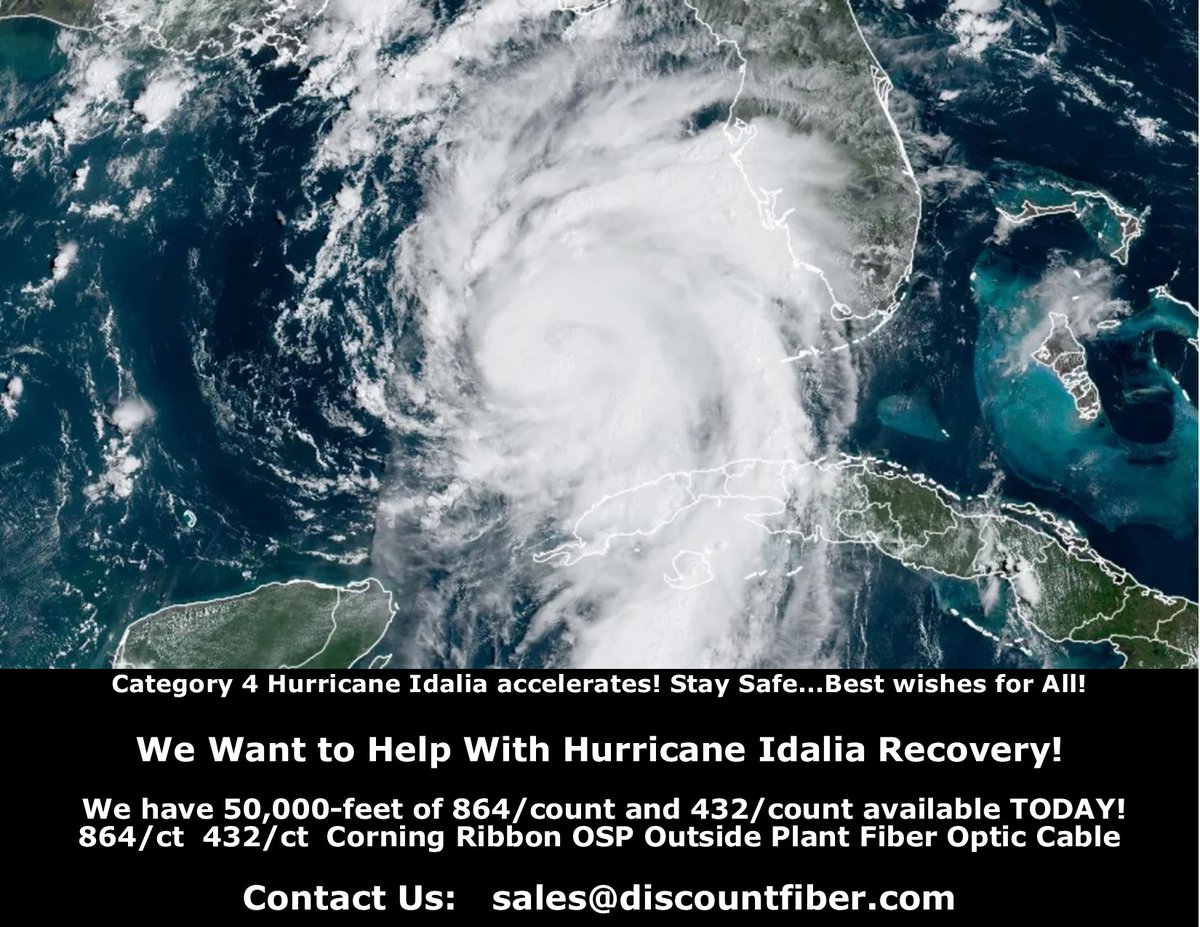 #HurricaneIdalia Recovery Help! 864/432 #OSPRibbon Corning Pre-Positioned 50k ft reels near Charlotte, NC. #RocketRibbon 250 Ultra &amp; #SSTULTRA432 for fast deployment.
🏢 Gov &amp; top telecoms inc. Verizon &amp; AT&amp;T. #IdaliaRecovery #FiberAid 🌀🛠️