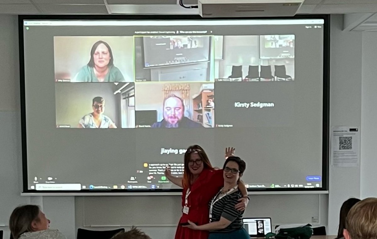 katejholmes's tweet photo. Our lovely Audience, Experience & Popular Practices (#aepp) working group at the end of our first panel. We're so pleased to be having these conversations together. Such a great panel! #TaPRA2023 #TaPRA23 @KirstySedgman https://t.co/cVI9vjlFzy